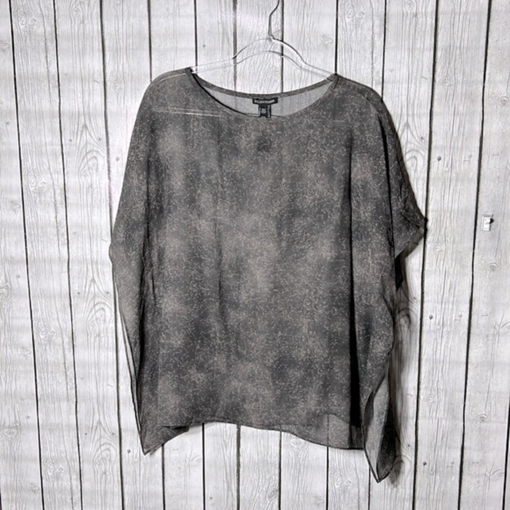 EILEEN FISHER SHEER 100% SILK PONCHO TOP MÉDIUM
